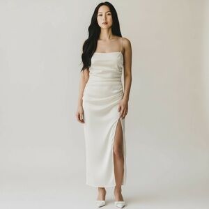 Elegant Cream/white Silky Dress